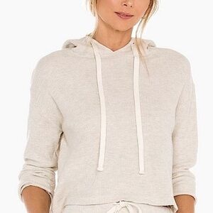 MONROW Women’s Thermal Cropped Drawstring Hoodie Made in the USA Size Large